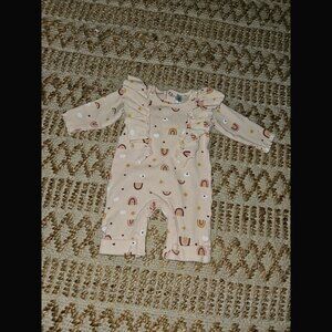 Charlotte & Star Ribbed Rainbow Print Ruffled Jumpsuit 0-3 Months